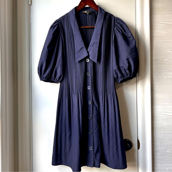 Maje Dresses & Skirts - Maje Rockina Balloon Sleeve Dress Navy